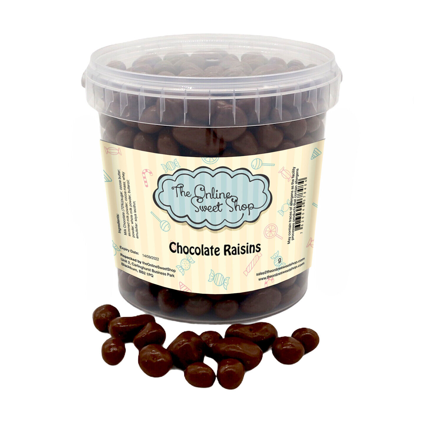 Milk Chocolate Raisins Sweets Bucket Pick and Mix Candy Retro Party Treats