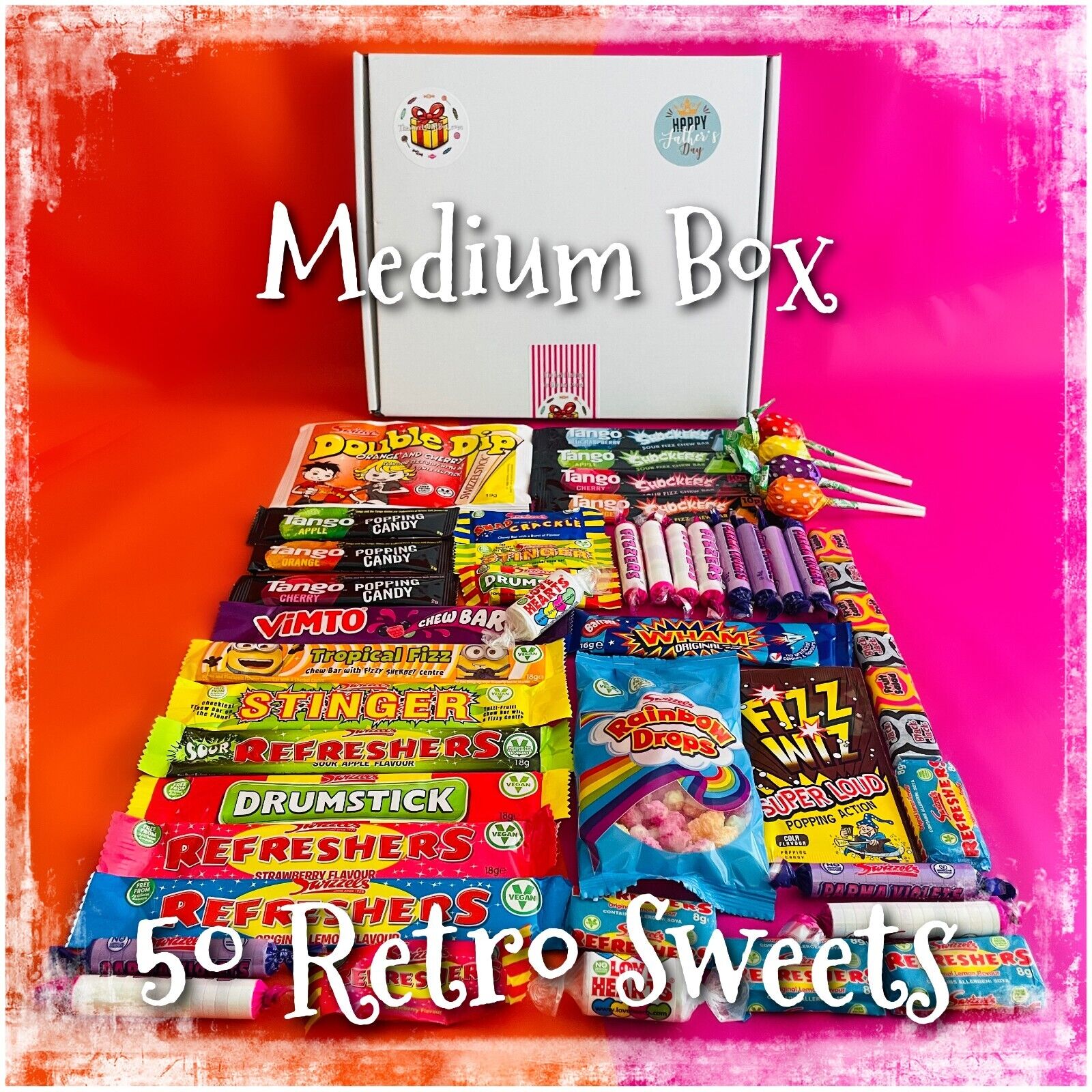 Christmas Retro Sweets Gift Box Hamper up to 100 Sweets Pick N Mix Personalised