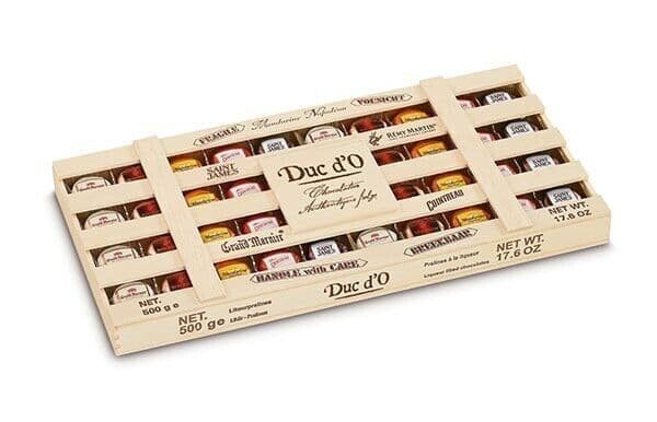 Duc d'O Liqueurs in a Wooden Crate (500g gift box)