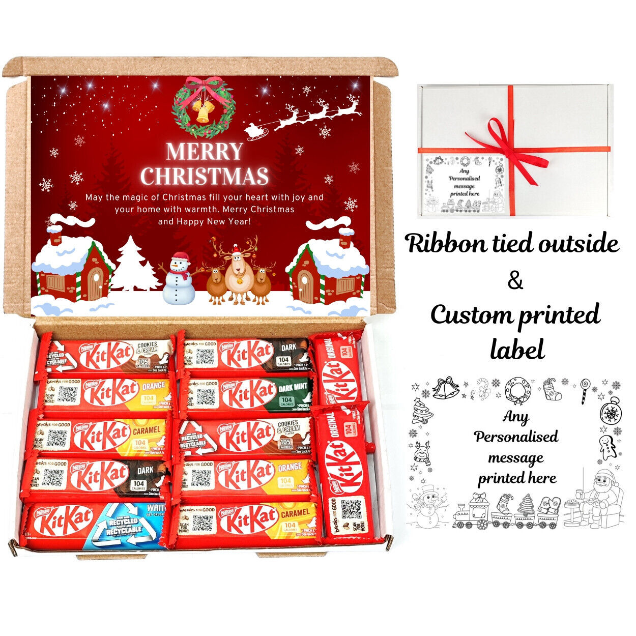 Personalised CHRISTMAS Chocolate gift box Vegan Cadbury Lindt  Letterbox Sweet