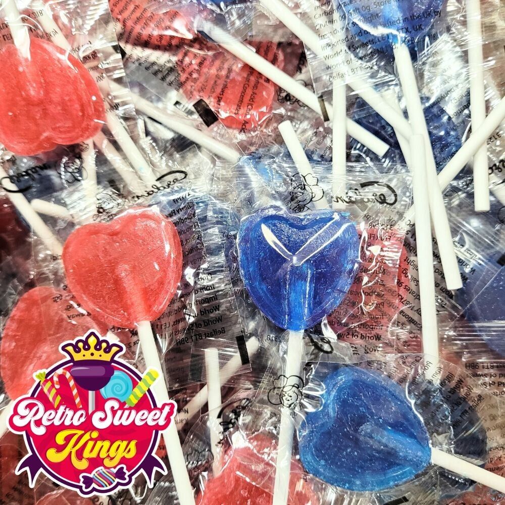 Heart Lollipops Red Blue Love Wedding Lollies Valentines Mothers Day Birthday