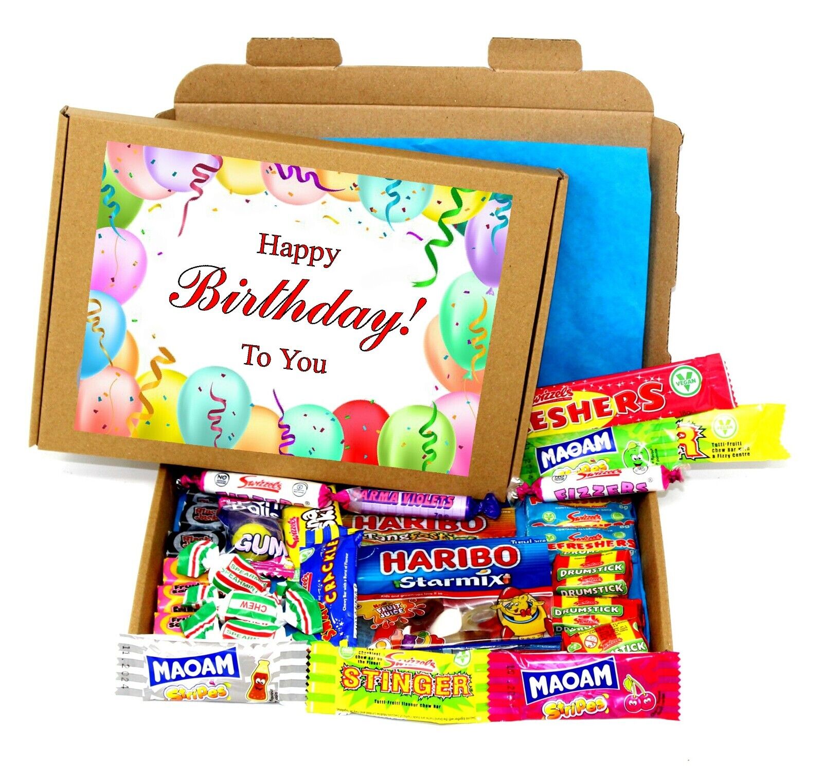 Happy Birthday Sweet Gift Box Hamper. Retro Pick & Mix Letterbox Friendly Sweets