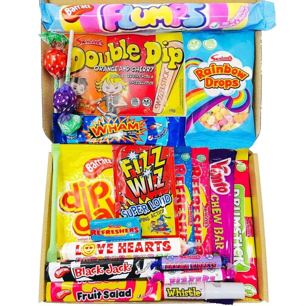 Large Retro Sweet Box - 20pcs Sharing Hamper Valentines Birthday & Lockdown Gift